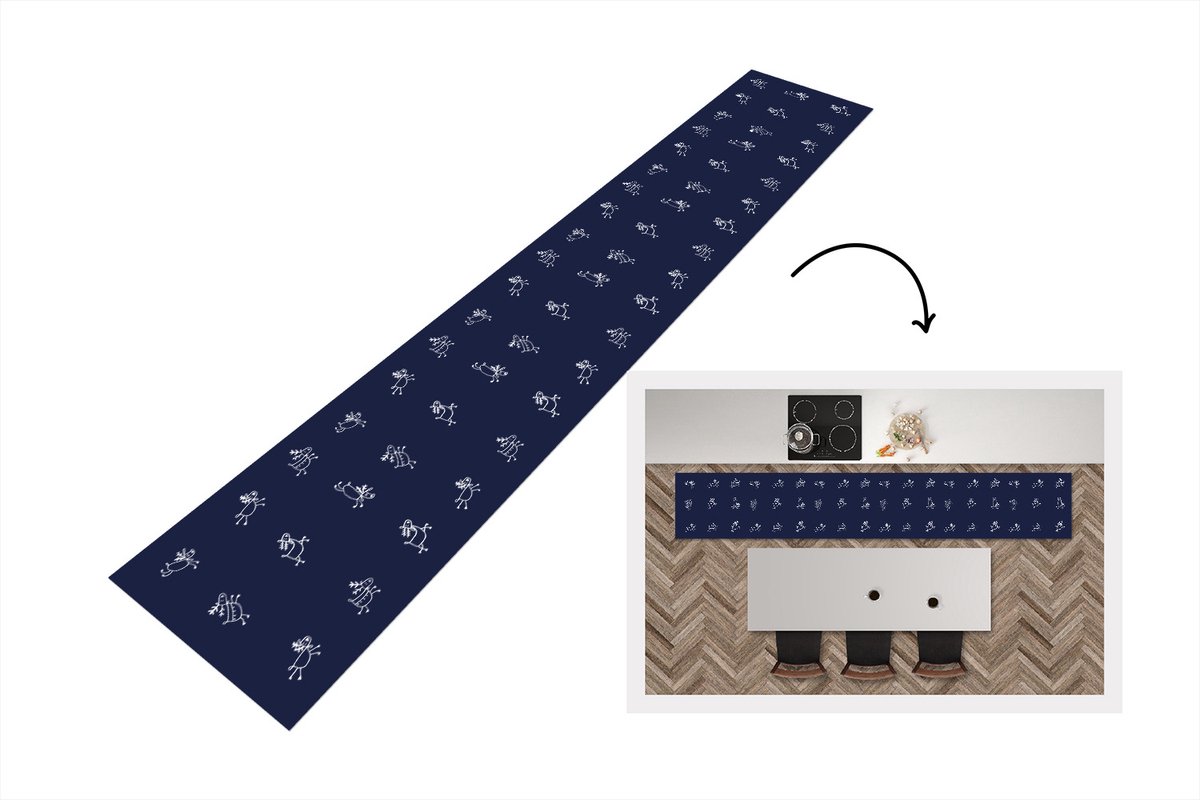 KitchenYeah Keukenloper - Loper keuken - Hert - Patroon - Illustratie - 300x50 cm - Keukenloper vinyl Multicolor