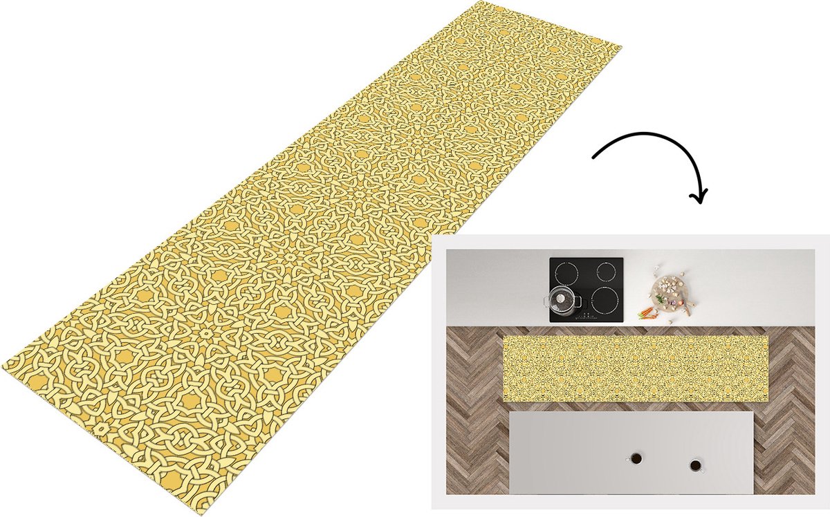 KitchenYeah Keukenloper - Loper keuken - Antiek - Goud - Gothic - Patroon - Keukenloper vinyl, foto 4