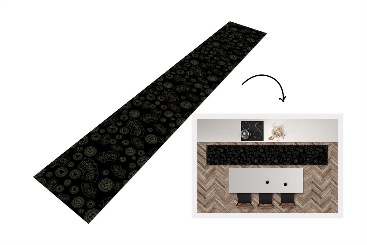 KitchenYeah Keukenloper - Loper keuken - Poker - Speelkaarten - Gokken - Patroon - 300x50 cm - Keukenloper vinyl Multicolor