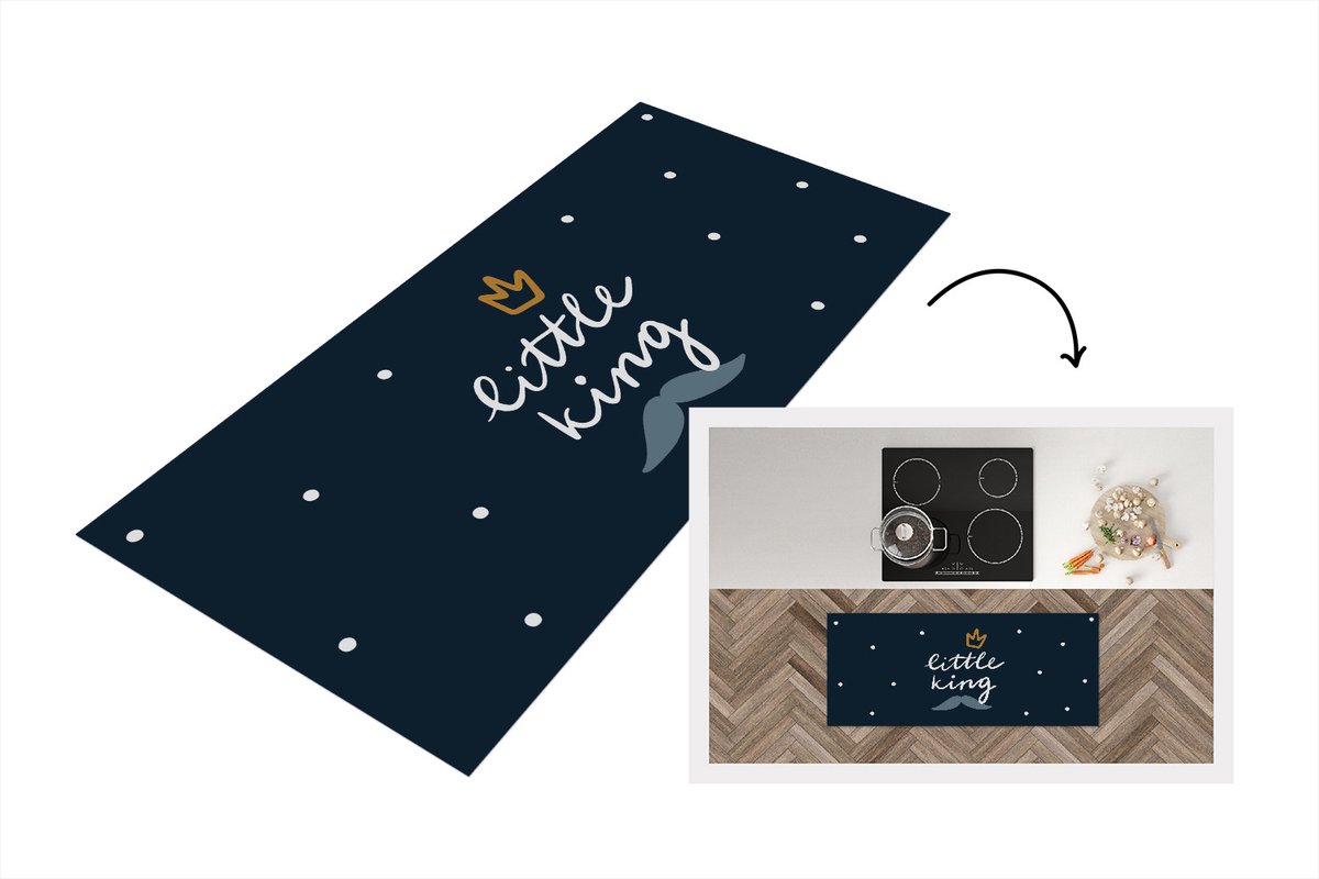 KitchenYeah Keukenloper - Loper keuken - Quotes - Baby - Spreuken - Little king - 120x50 cm - Keukenloper vinyl Multicolor