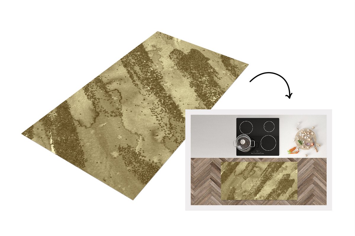 KitchenYeah Keukenloper - Loper keuken - Gold - Glitter - Structuur - Keukenloper vinyl, foto 2