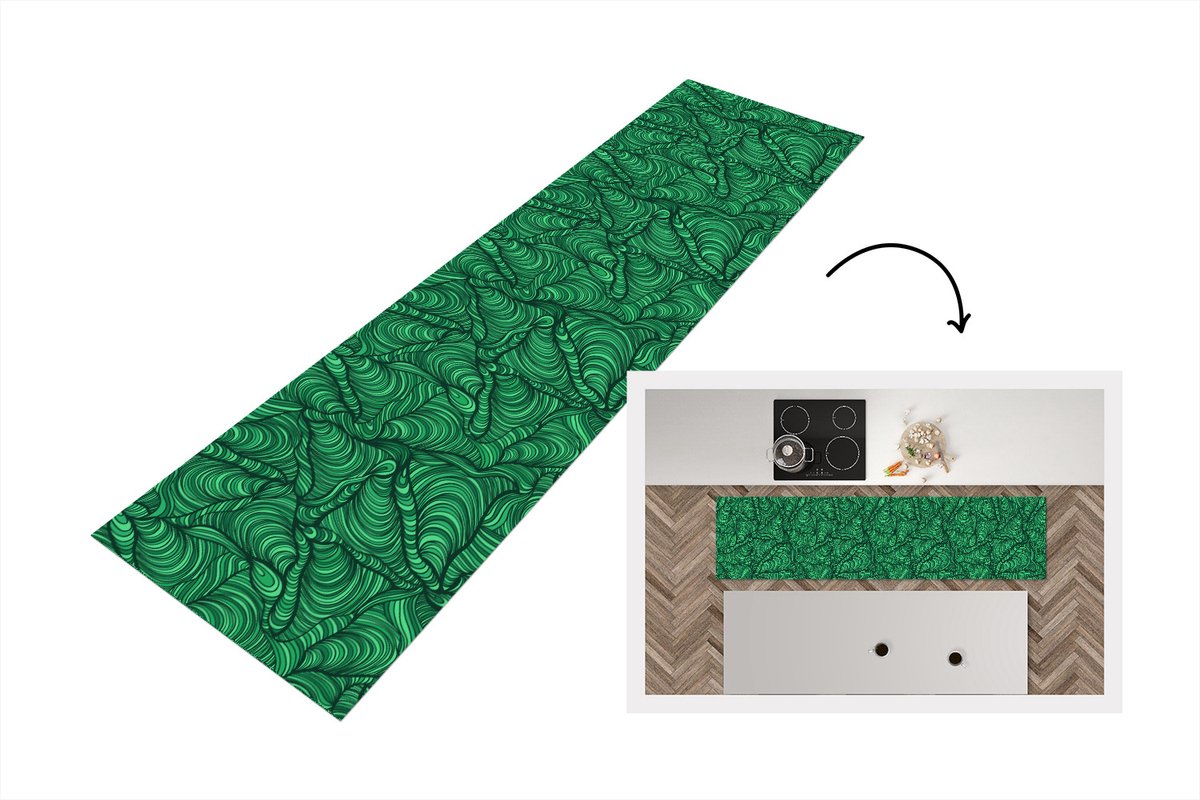 Keukenloper - Loper keuken - Groen - Patroon - Zomer - 200x50 cm - Keukenloper vinyl