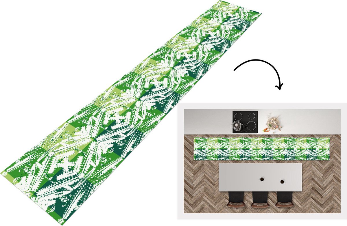 KitchenYeah Keukenloper - Loper keuken - Cactus - Planten - Patroon - 300x50 cm - Keukenloper vinyl Multicolor