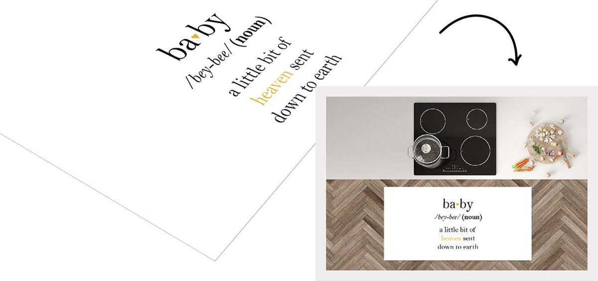 KitchenYeah Keukenloper - Loper keuken - Baby - Woordenboek - Spreuken - Quotes - Goud - 120x60 cm - Keukenloper vinyl Multicolor