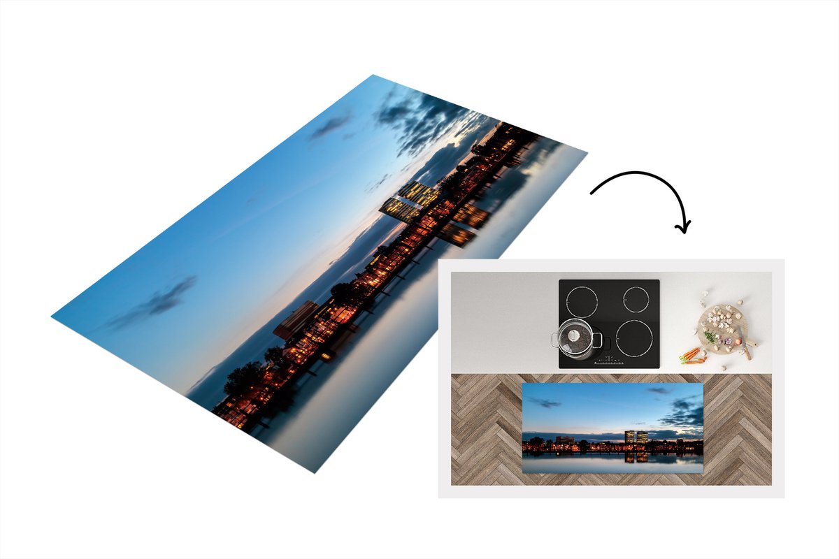 KitchenYeah Keukenloper - Loper keuken - Skyline - Arnhem - Urban - 120x60 cm - Keukenloper vinyl Multicolor