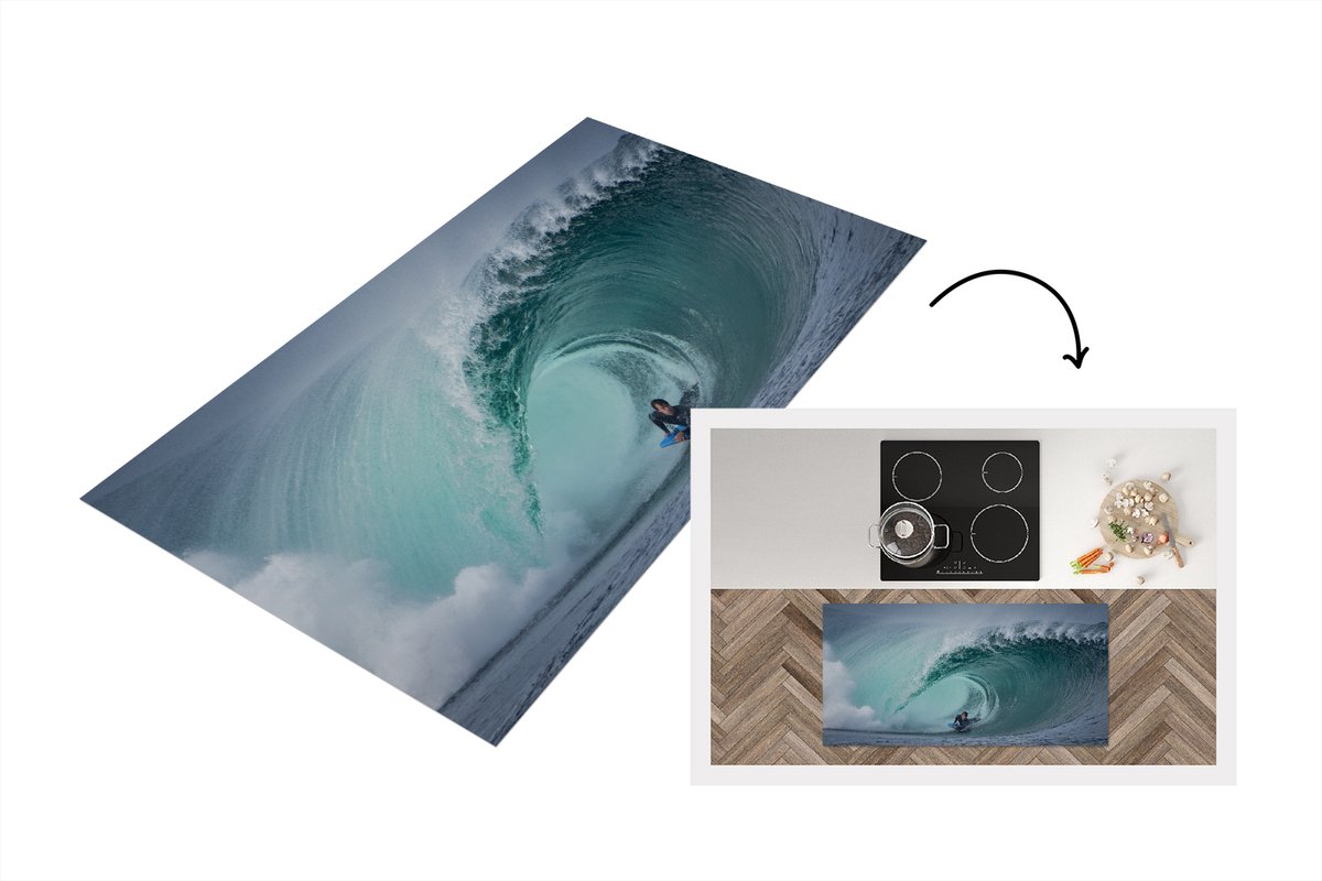 KitchenYeah Keukenloper - Loper keuken - Surfer in grote golf - Keukenloper vinyl multicolor, foto 2