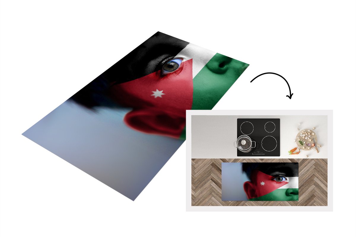 KitchenYeah Keukenloper - Loper keuken - Vlag van Jordanië - 120x60 cm - Keukenloper vinyl Multicolor