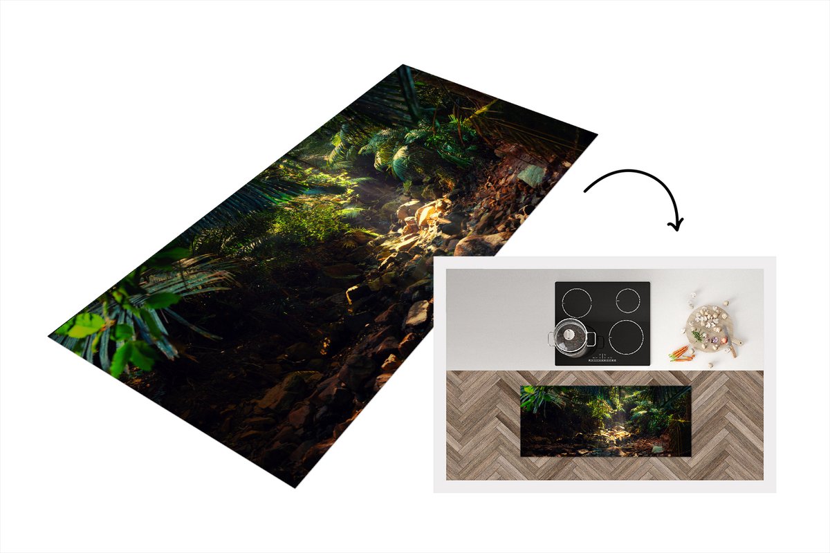 KitchenYeah Keukenloper - Loper keuken - Jungle - Zon - India - Keukenloper vinyl Multicolor