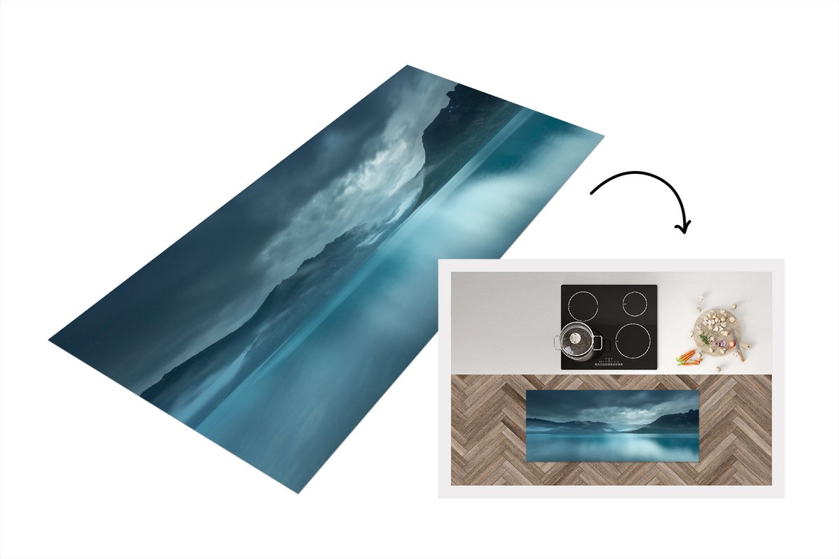 KitchenYeah Keukenloper - Loper keuken - Zee - Noorwegen - Blauw - Keukenloper vinyl Multicolor