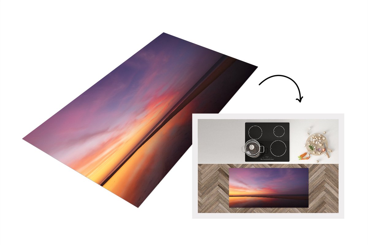 KitchenYeah Keukenloper - Loper keuken - Zee - Kleuren - Zon - 120x60 cm - Keukenloper vinyl Multicolor