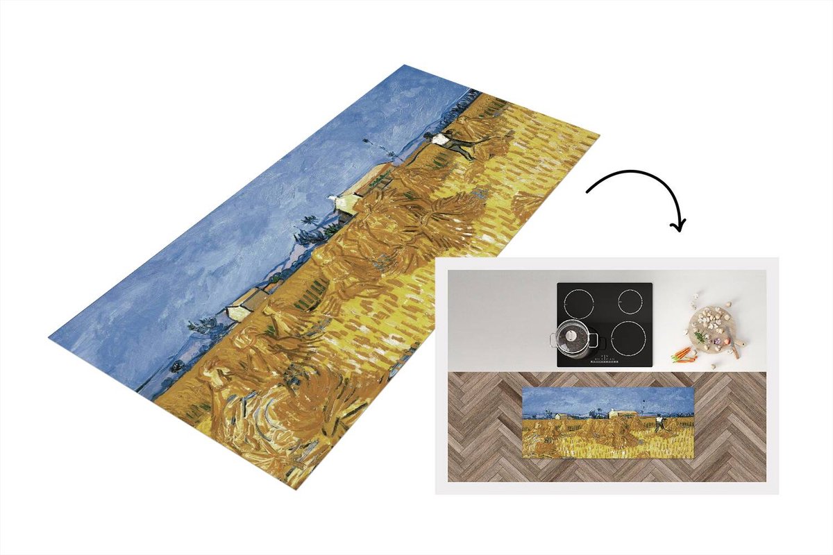 KitchenYeah Keukenloper - Loper keuken - Oogst in de Provence - Vincent van Gogh - 120x50 cm - Keukenloper vinyl Multicolor