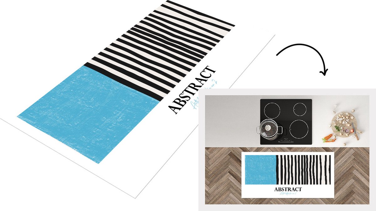 KitchenYeah Keukenloper - Loper keuken - Blauw - Abstract - Patroon - Keukenloper vinyl, foto 2