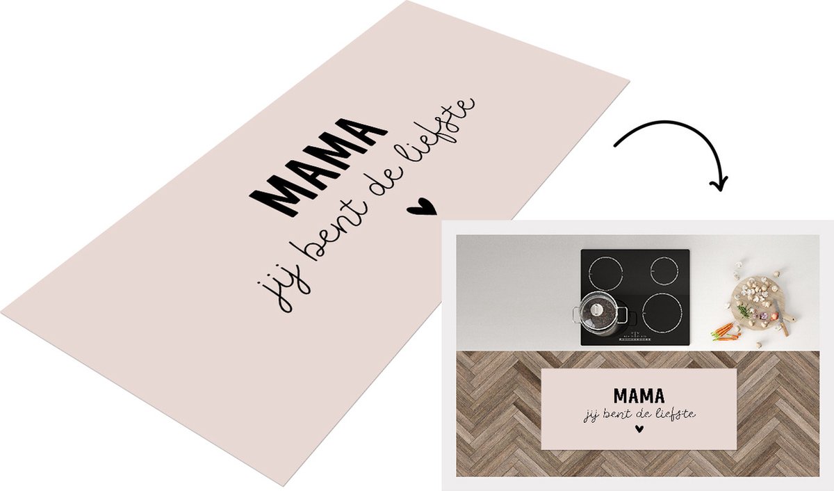 KitchenYeah Keukenloper - Loper keuken - Spreuken - Quotes Mama Jij bent de liefste - Mam - Moeder cadeautje - 120x50 cm - Keukenloper vinyl Multicolor