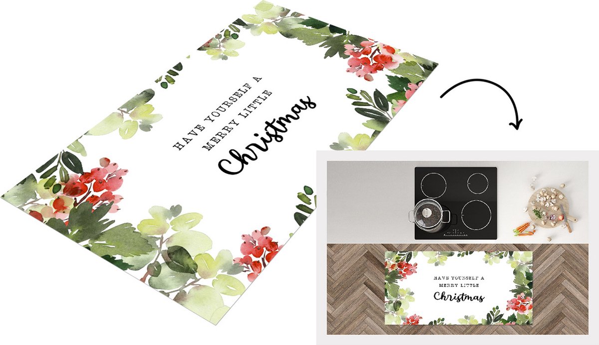 KitchenYeah Keukenloper - Loper keuken - Natuur - Kerstmis - Quote - 120x60 cm - Keukenloper vinyl Multicolor