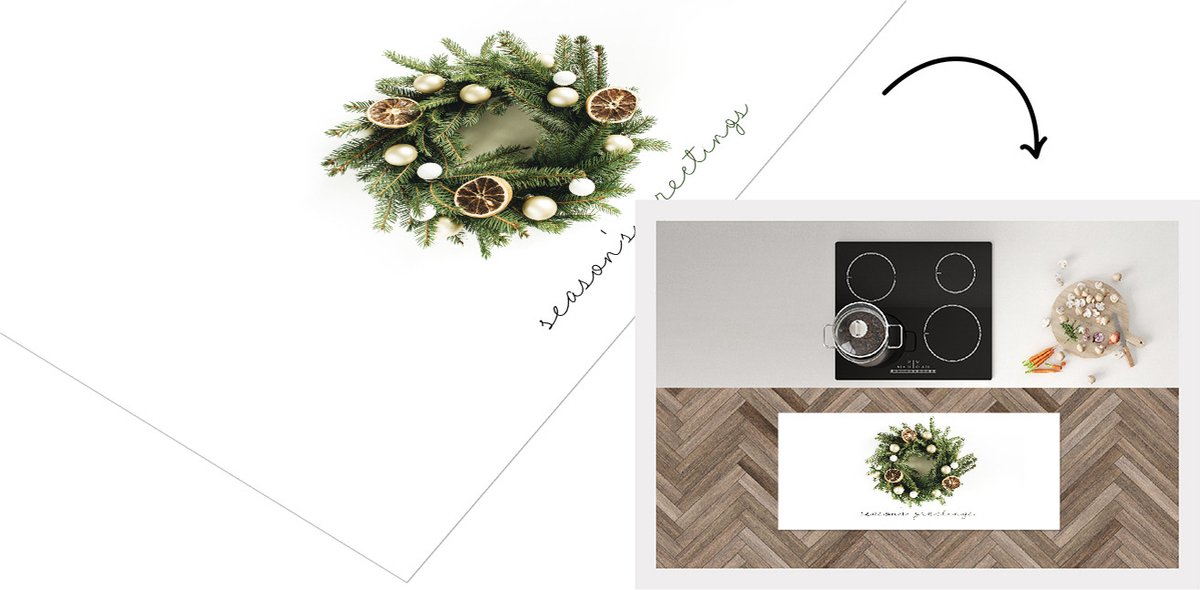 KitchenYeah Keukenloper - Loper keuken - Winter - Sinaasappel - Kerst - 120x50 cm - Keukenloper vinyl Multicolor