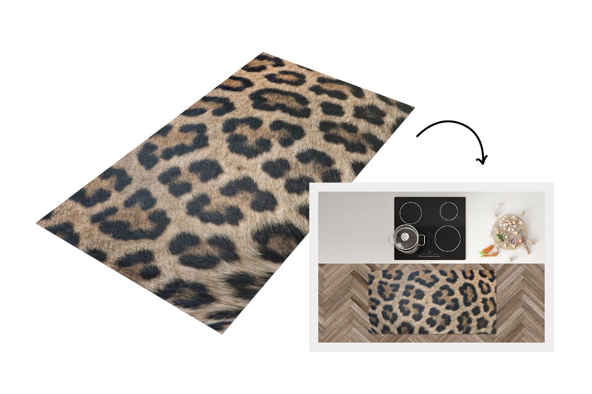 KitchenYeah Keukenloper - Loper keuken - Luipaard print - 120x60 cm - Keukenloper vinyl Multicolor