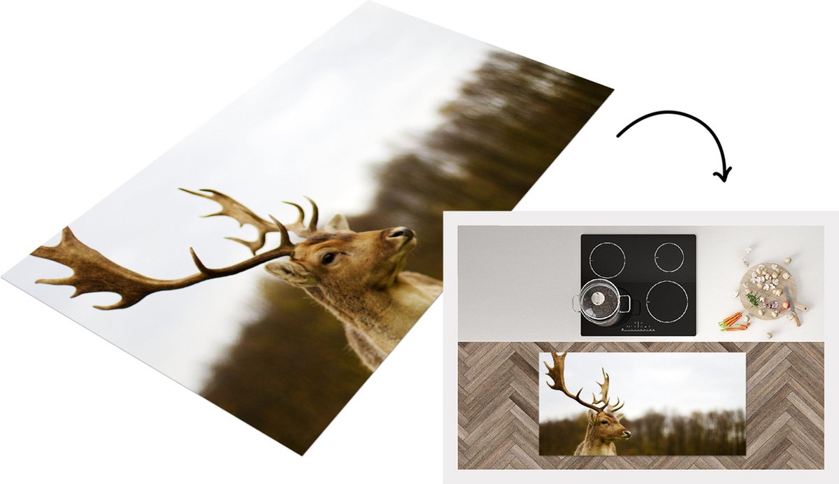 KitchenYeah Keukenloper - Loper keuken - Damhert - Bos - Kudde - 120x60 cm - Keukenloper vinyl Multicolor