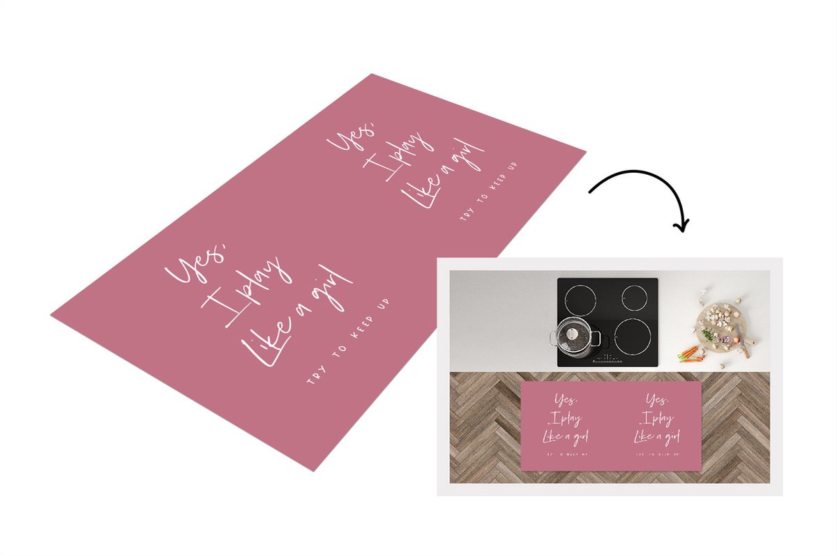 KitchenYeah Keukenloper - Loper keuken - Quotes - Spreuken - Yes, I play like a girl - Meisje - Keukenloper vinyl multicolor, foto 2