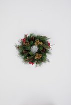 Krans pine - topkwaliteit decoratie - Groen - zijden tak - 30 cm rond