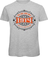 1914 The One And Only | Feest Kado T-Shirt Heren - Dames | Antraciet - Oranje | Perfect Verjaardag Cadeau Shirt | Grappige Spreuken - Zinnen - Teksten | Maat M