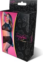 Polka Dot Mesh Halter & Skirt Set - Black - Maat L/X - Lingerie For Her