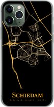 Geschikt voor iPhone 11 Pro hoesje - Schiedam - Stadskaart - Goud - Zwart - Siliconen Telefoonhoesje