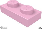 LEGO Plaat 1x2, 3023 Fel roze 50 stuks