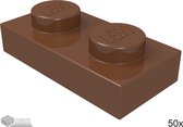 LEGO Plaat 1x2, 3023 Roodbruin 50 stuks