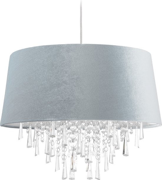 Relaxdays hanglamp met kristallen - fluwelen lampenkap - plafondlamp -  diverse kleuren... | bol.com
