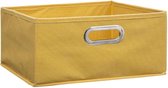 Opbergmand/kastmand 14 liter geel linnen 31 x 31 x 15 cm - Opbergboxen - Vakkenkast manden