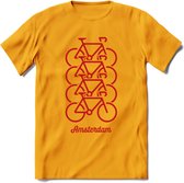 Amsterdam Fiets Stad T-Shirt | Souvenirs Holland Kleding | Dames / Heren / Unisex Koningsdag shirt | Grappig Nederland Fiets Land Cadeau | - Geel - L