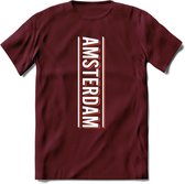 Amsterdam T-Shirt | Souvenirs Holland Kleding | Dames / Heren / Unisex Koningsdag shirt | Grappig Nederland Fiets Land Cadeau | - Burgundy - XL