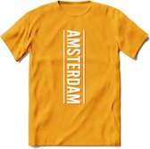 Amsterdam T-Shirt | Souvenirs Holland Kleding | Dames / Heren / Unisex Koningsdag shirt | Grappig Nederland Fiets Land Cadeau | - Geel - XL