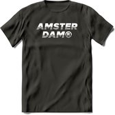 Amsterdam T-Shirt | Souvenirs Holland Kleding | Dames / Heren / Unisex Koningsdag shirt | Grappig Nederland Fiets Land Cadeau | - Donker Grijs - XXL