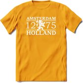 Amsterdam T-Shirt | Souvenirs Holland Kleding | Dames / Heren / Unisex Koningsdag shirt | Grappig Nederland Fiets Land Cadeau | - Geel - XL