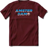 Amsterdam T-Shirt | Souvenirs Holland Kleding | Dames / Heren / Unisex Koningsdag shirt | Grappig Nederland Fiets Land Cadeau | - Burgundy - XL