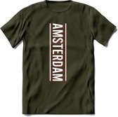 Amsterdam T-Shirt | Souvenirs Holland Kleding | Dames / Heren / Unisex Koningsdag shirt | Grappig Nederland Fiets Land Cadeau | - Leger Groen - XXL