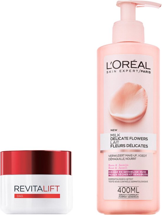 L'Oréal Paris Revitalift Dagcrème & Delicate Flowers Reinigingsmelk