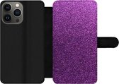 Bookcase Geschikt voor iPhone 13 Pro telefoonhoesje - Glitter - Roze - Design - Abstract - Met vakjes - Wallet case met magneetsluiting