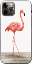 Geschikt voor iPhone 13 Pro hoesje - Flamingo - Roze - Vogel - Meisjes - Jongens - Kind - Siliconen Telefoonhoesje
