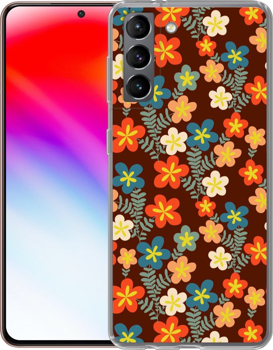 Coque Samsung Galaxy S21 - Rétro - Motifs - Fleurs - Années 1970 - Coque de téléphone en Siliconen -