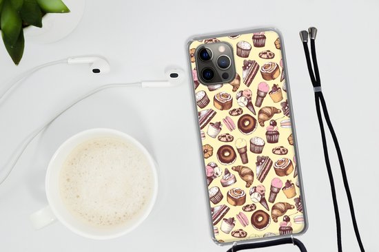 Coque avec cordon iPhone 13 Pro - Fille - Nourriture - Gâteau - Motifs - Fille - Kids - Enfants - Meiden - Siliconen - Bandoulière - Coque arrière avec cordon - Coque pour téléphone avec cordon - Coque avec corde
