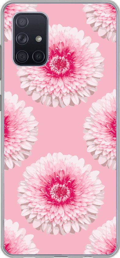 Telefoonhoesje Geschikt voor Samsung Galaxy A51 hoesje - Meiden - Bloem - Roze - Patronen - Girl - Kids - Kinderen - Siliconen Telefoonhoesje