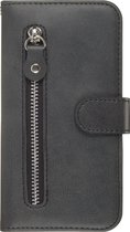 Mobigear Telefoonhoesje geschikt voor Samsung Galaxy S20 Hoesje | Mobigear Zipper Bookcase Portemonnee | Pasjeshouder voor 3 Pasjes | Telefoonhoesje voor Pinpas / OV Kaart / Rijbewijs - Zwart