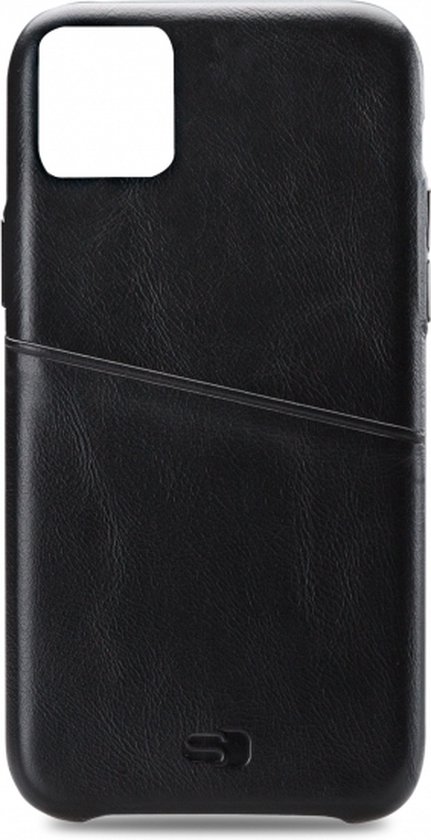Apple iPhone 12 Pro Hoesje - Senza - Pure Cardslot Serie - Echt Leer Backcover - Deep Black - Hoesje Geschikt Voor Apple iPhone 12 Pro