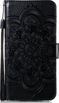 Mobigear Telefoonhoesje geschikt voor Samsung Galaxy A21 Hoesje | Mobigear Mandala Bookcase Portemonnee | Pasjeshouder voor 3 Pasjes | Telefoonhoesje voor Pinpas / OV Kaart / Rijbewijs - Zwart