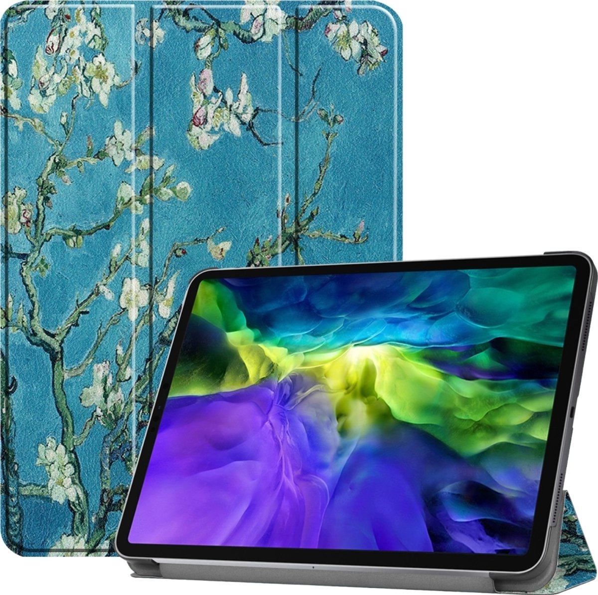 Mobigear Tablethoes geschikt voor Apple iPad Pro 11 Inch (2020) Hoes | Mobigear Tri-Fold Bookcase - Amandelbloesem