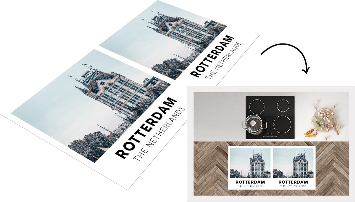 KitchenYeah Keukenloper - Loper keuken - Rotterdam - Nederland - Huis - 120x60 cm - Keukenloper vinyl Multicolor