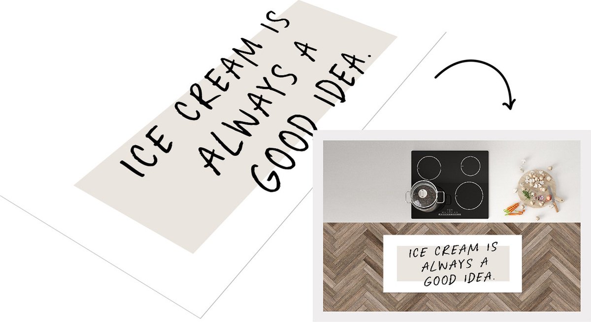 KitchenYeah Keukenloper - Loper keuken - Spreuken - IJs - Ice cream is always a good idea - Quotes - 120x50 cm - Keukenloper vinyl Multicolor
