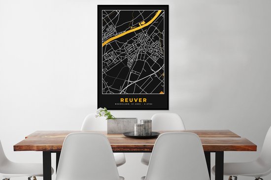 Cadre photo avec affiche - Reuver - Carte - Or - Carte - Plan de la ville - 80x120 cm - Cadre pour affiche